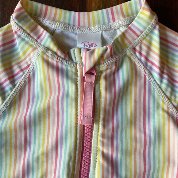 Girls Swimsuit Ruffle Butts One-piece Long-sleeve Pink Blue White Size 3T EUC - Picture 5 of 11